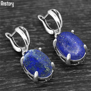 Vintage Natural Quartz Jades Amethysts Claw Pendant Earrings Antique Silver Plated Natural Stone Unakite Fashion Women Earring