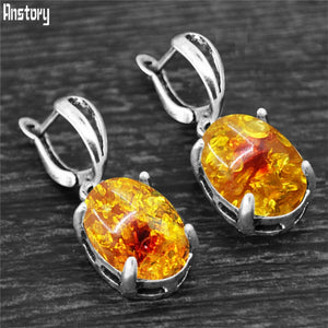 Vintage Natural Quartz Jades Amethysts Claw Pendant Earrings Antique Silver Plated Natural Stone Unakite Fashion Women Earring